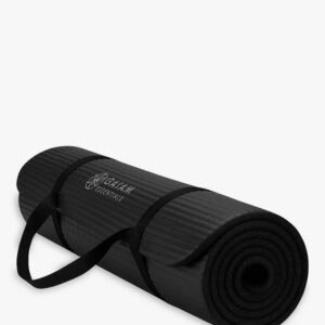 Gaiam Essentials Classic Yoga Mat 6mm with Carry Strap – Black
