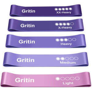 Gritin Resistance Bands Set of 5 β Skin-Friendly Exercise Loop Bands