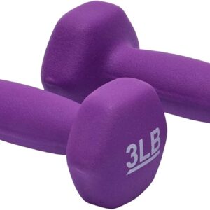 Amazon Basics Neoprene Dumbbell Hand Weights – 3 lb Pair, Purple