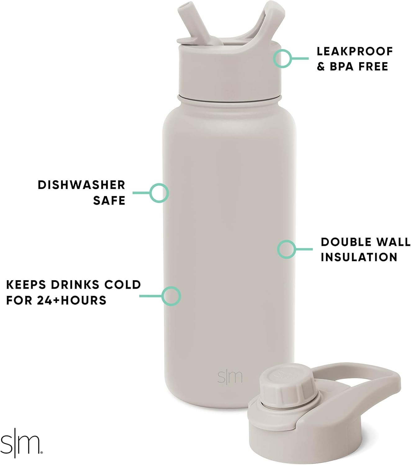 Simple Modern Summit Stainless Steel Water Bottle – 32 oz Black Leopard - Image 3